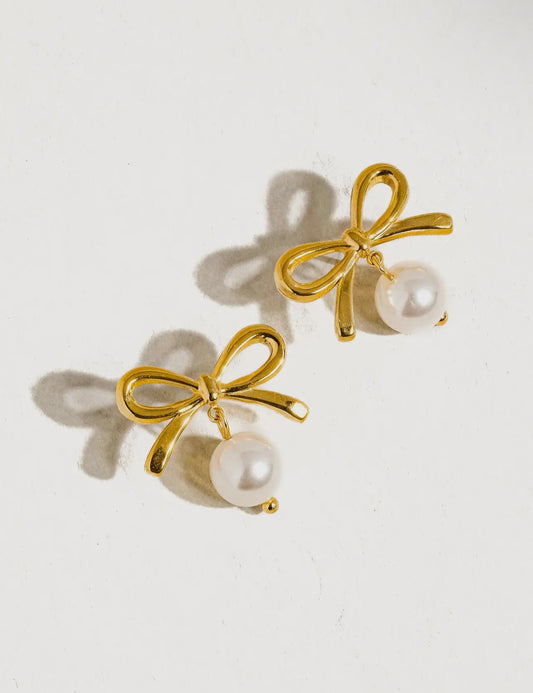 BOW PEARL EARRINGS