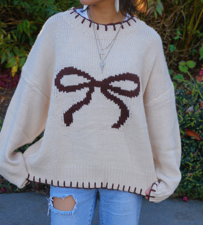 ALMOND BOW SWEATER